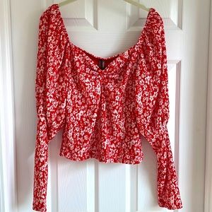 Anthropologie red and white top with tags M